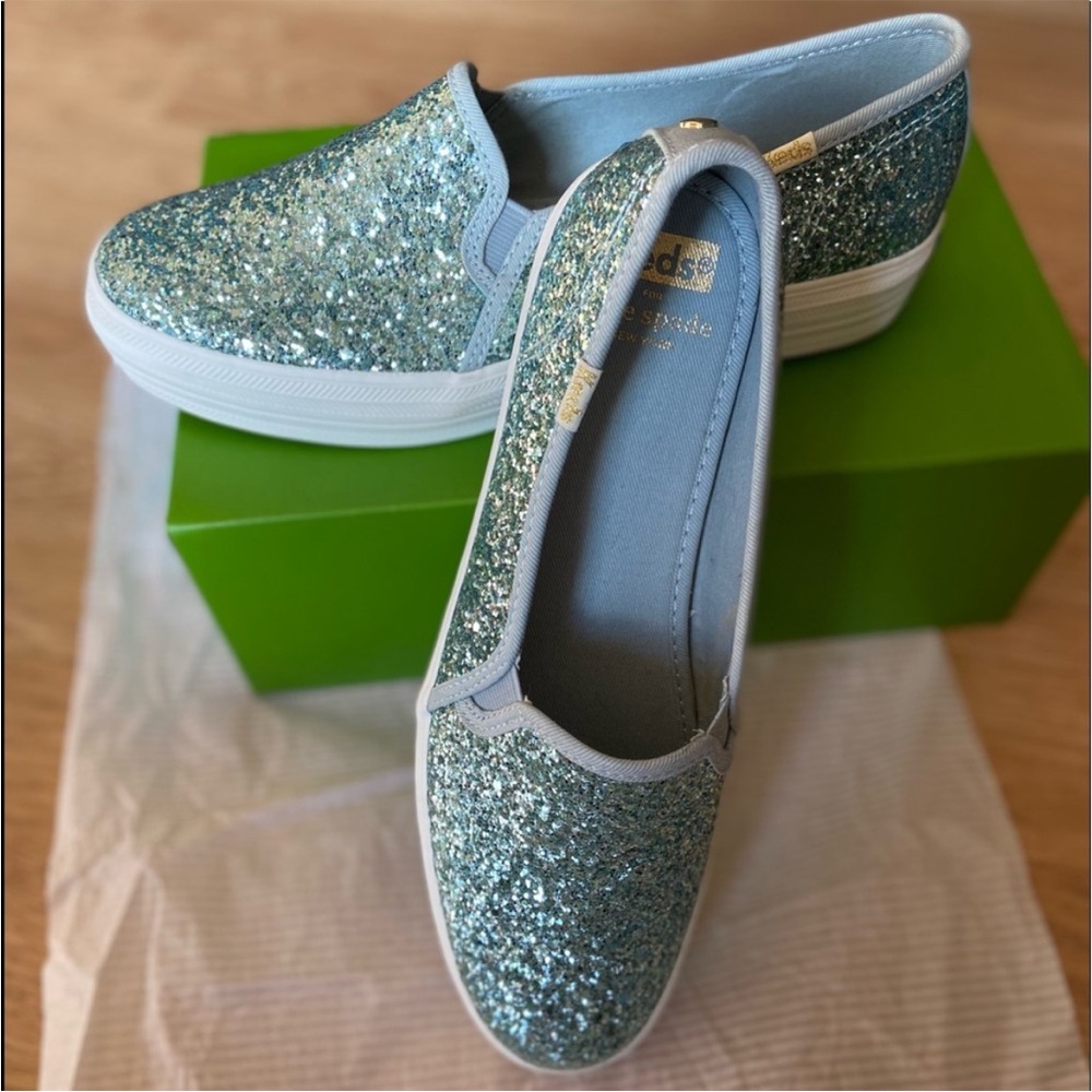 Kate Spade Blue Sparkle Keds - New With Tags